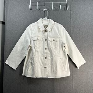 LOGO by Lori Goldstein Jeans Jacket  3/4 Sleeve Womens Size 12 White